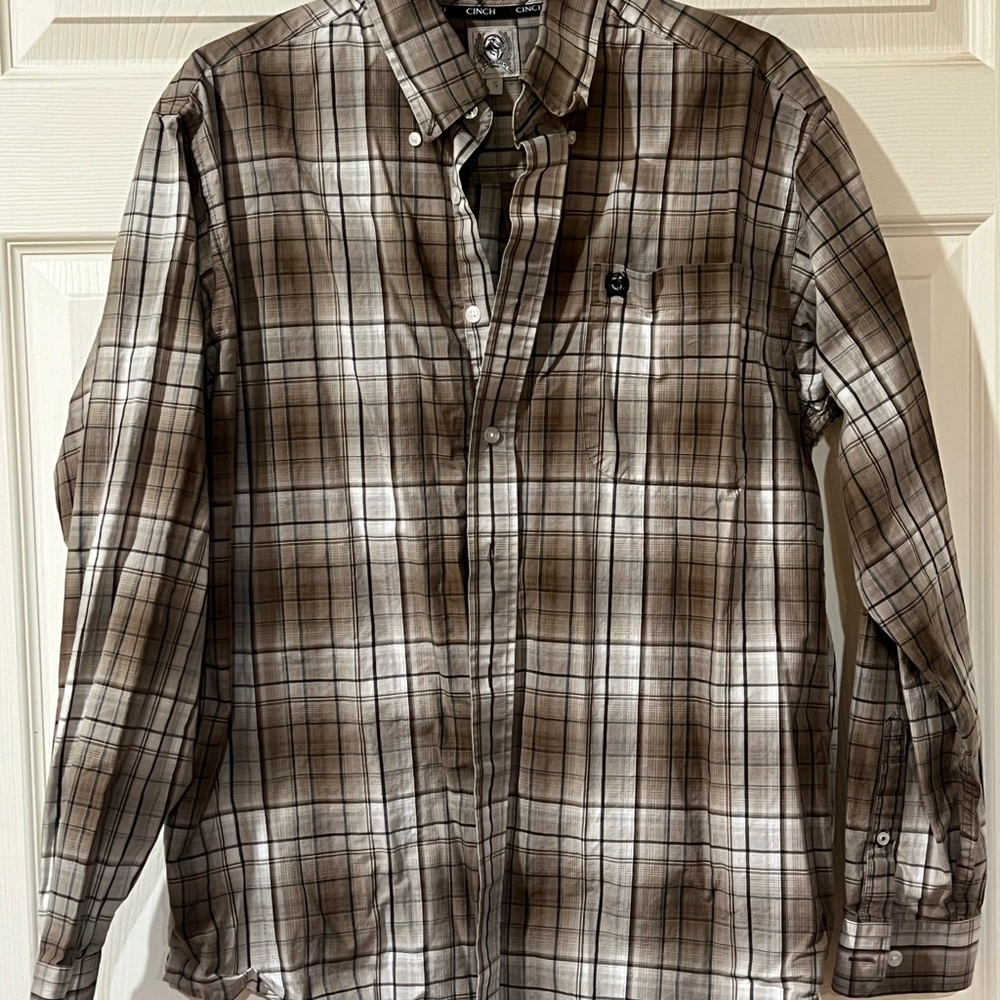 Cinch Men's Casual Plaid Shirt - Brown and Black